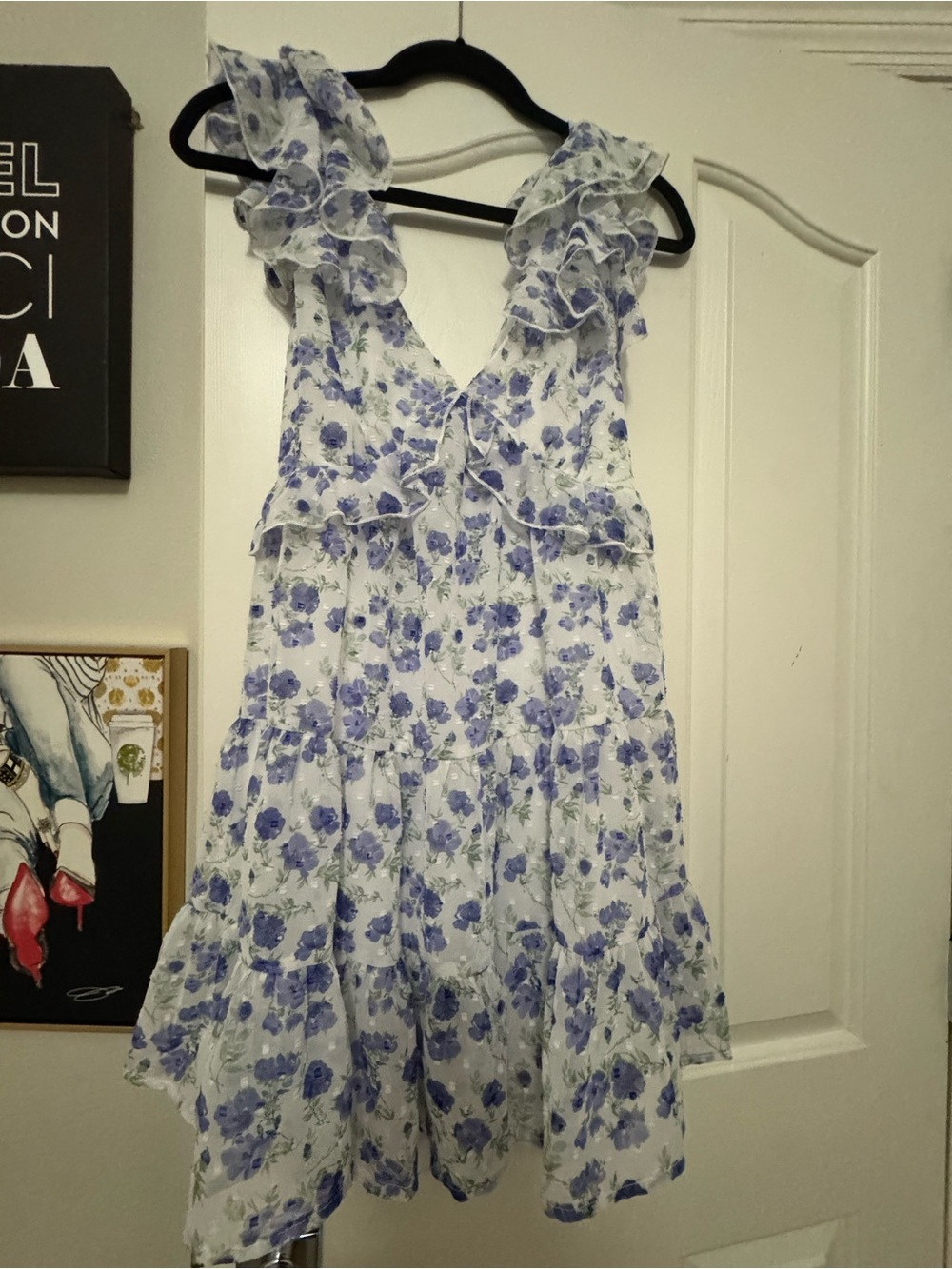 Trixxi White and Lavender Floral Ruffle Sundress